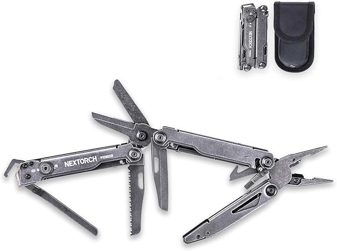 NEXTORCH PIONEER 14-IN-1 Multi-tools Full-Size,Versatile Multi-tool Set with Scissors Needle Nose Pliers Pocket Clip Multi-tool (STONE WASHED FINISH)