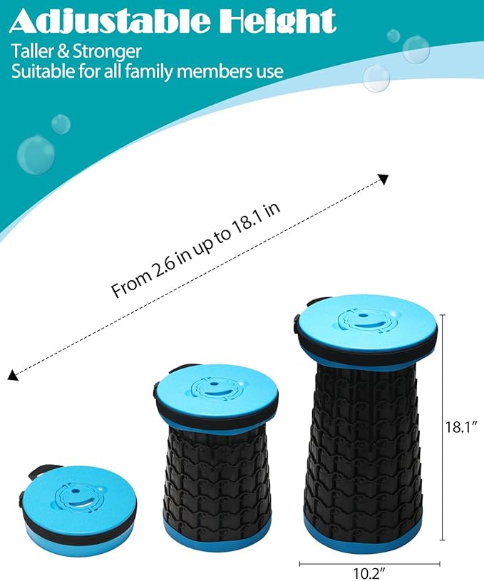 18-inch Heavy Duty Collapsible Stool - 800 lbs Capacity, 2.6 lbs Lightweight Portable Folding Stool for Camping, Travel, Music Festivals and Other Outdoor Events