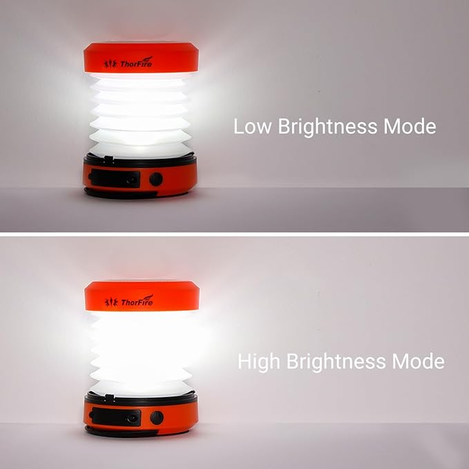 THORFIRE Collapsible LED Camping Lantern Rechargeable, Portable Hand Crank Lantern Flashlight with 4 Light Modes for Power Outage, Hiking, Emergency, Fishing (4 Pack)
