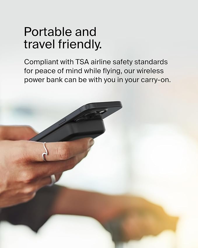 Belkin Portable Charger, Wireless Power Bank 15W 10000 mAh w/ Qi2, MagSafe Charger + Built-in Pop-up Kickstand - Compatible w/iPhone 17, Air, Pro, Pro Max, Google Pixel 10, etc. - Black