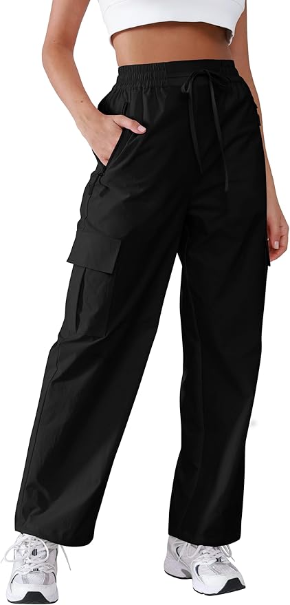Hiking Pants Women Lightweight Cargo Pants Quick Dry Water Resistant Outdoor Travel Pants with Zipper Pockets