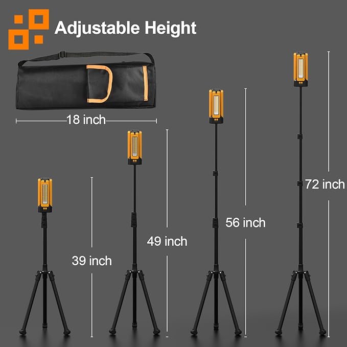 13200mAh Rechargeable Solar Work Light, IPX4 Waterproof with Folding Stand Support and Portable Carrying Bag, 8000 Lumen Stepless Dimmable, 4 Lighting Modes, White/Warm/Warm White (Remote)