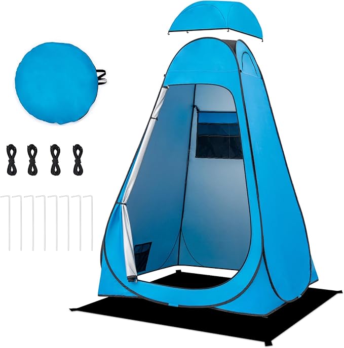 BRIAN & DANY Pop Up Shower Tent, Portable Privacy Camping Changing Tent, Camp Toilet Bathroom Pod with Rain Shelter & Windows, UPF 50+ & Waterproof, 47.2" x 47.2" x 74.8"
