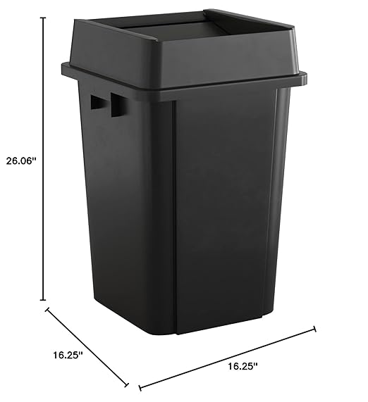 19 Gallon Black Square Commercial Trash Can with Lid