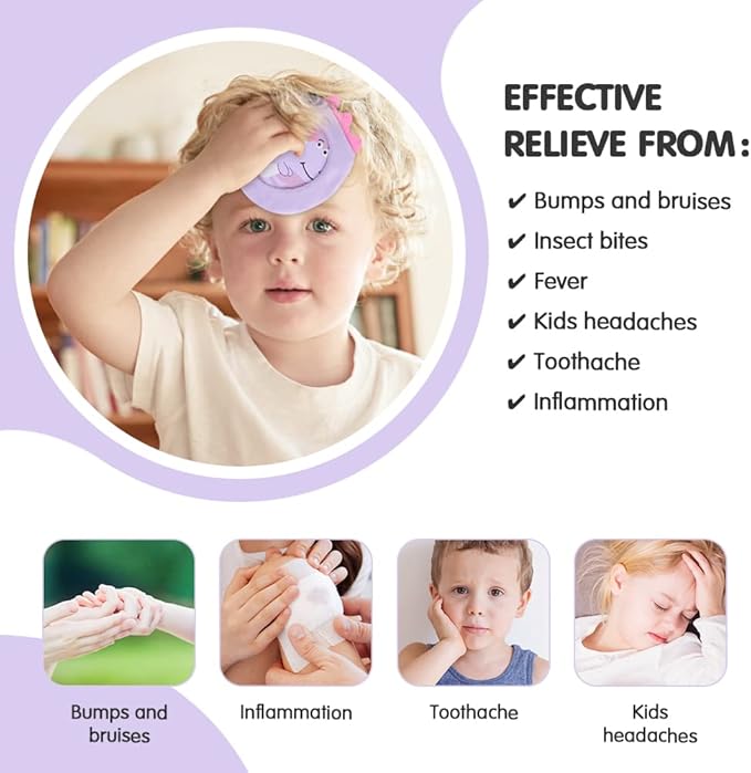 Hilph Kids Ice Packs for Boo Boos, 3 Pack Reusable Gel Hot Cold Packs for Toddlers and Babies, Cute Soft Plush Cover with Hot Cold Compress Pack for Pain Relief, Bump, Bruise, First Aid (Dinosaur)