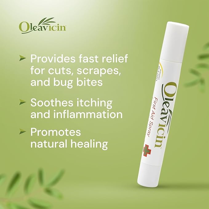 First Aid Spray & Bug Bite Relief for Use on Minor Skin Irritations | Soothing Comfort | Patented Formula | Olive Leaf Extract | Natural | 0.17 oz (5ml) (20)