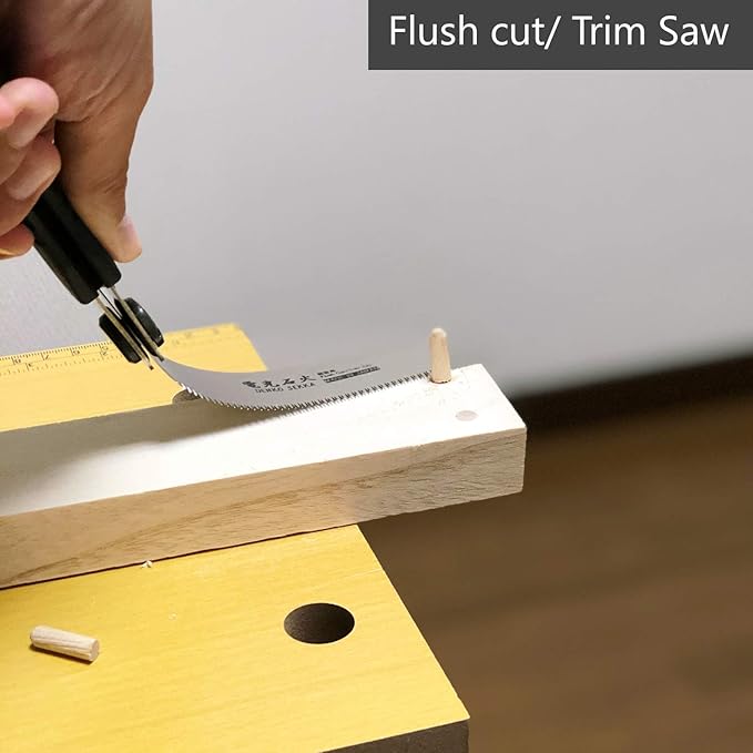 Flush Cut Trim Saw Replacement Blade, Japanese Pull Saw for Woodworking and Wood Craftsmanship, Long Handle with Precision Blade and Cutting Power