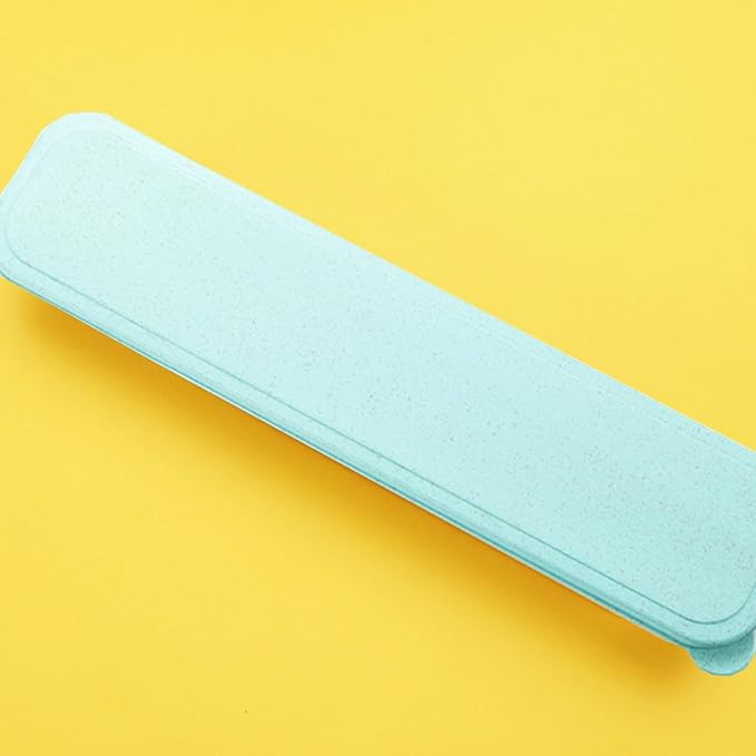 1Pcs Simple Utensil Holder with Lid, Reusable Utensils Wheat Straw Travel Cutlery Box，Portable Flatware Box Travel Tableware Storage Case, Simple Tableware Storage Box Case for Cutlery Kit (Green)