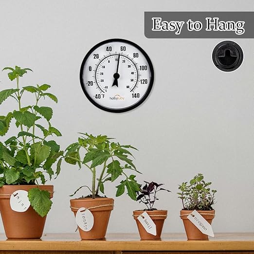 Indoor Outdoor Thermometer, 6.5'' Outdoor Wall Thermometer No Battery Needed, Waterproof Outdoor Thermometers for Patio, Garden, Home