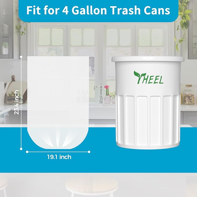 Clear Trash Bags 4-Gallon: Small Garbage Bags for Bathroom Bedroom Office (105 Pcs) - Strong Unscented Small Trash Bags