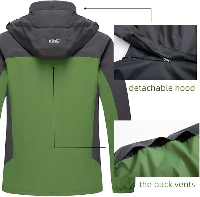 Diamond Candy Men's Hooded Waterproof Jacket Lightweight Rain Jacket Outdoor Casual Sportswear