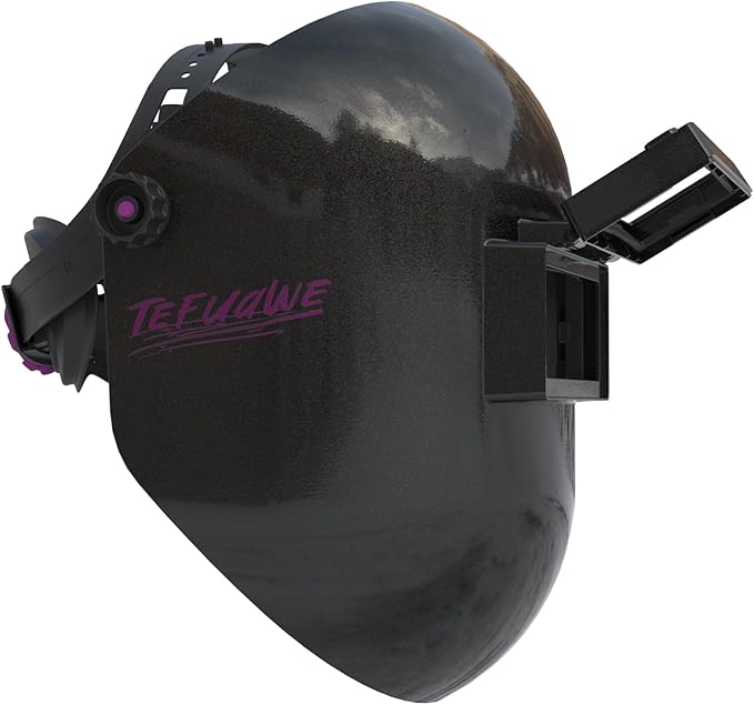 Black Flip Up Chopped Fiberglass Sugar Scoop Welding Helmet, Medium Cut top and Bottom Sugar Scoop Pipeline Welding Hood
