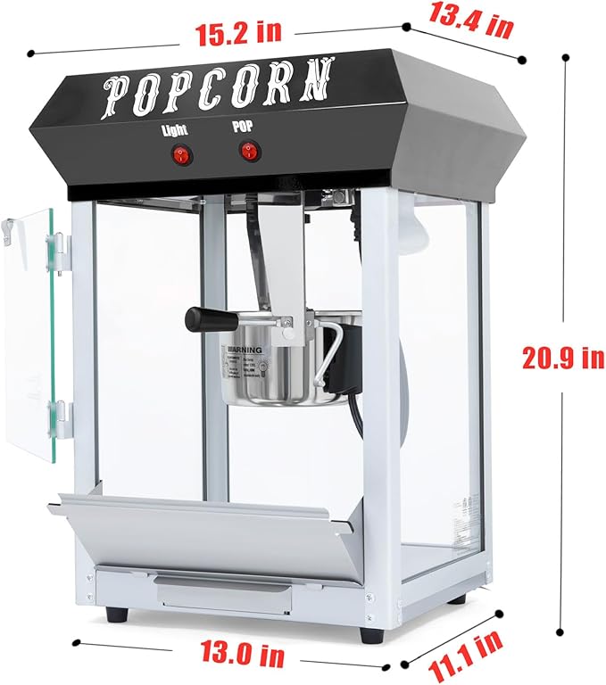 6 Ounce Popcorn Machine, Bar Style Popcorn Machine Popcorn Maker 600W Electric Popper for Home Theater Parties, and Events