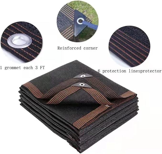 10 x 20 FT Black Shade Cloth with Grommets, 90% Garden Shade Mesh Tarpfor Plants Greenhouse Garage Pools