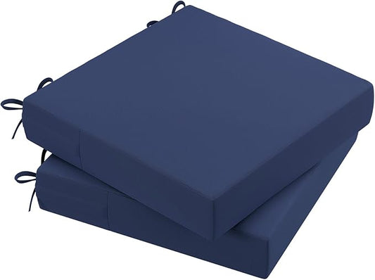 AAAAAcessories Outdoor Seat Cushions for Chairs, Waterproof, Fade-Resistant Patio Furniture Replacement Cushions, 21" x 21" x 4", Set of 2, Navy Blue