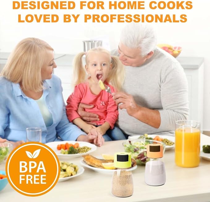 iNeibo Salt and Pepper Shakers Set, 2Pcs Plastic Salt Dispenser, Clear, with Squeezing Lid, Moisture Proof, Perfect for Cooking, Picnic, Outdoor BBQ, 1.2 Ounces for Easy Portability and Use