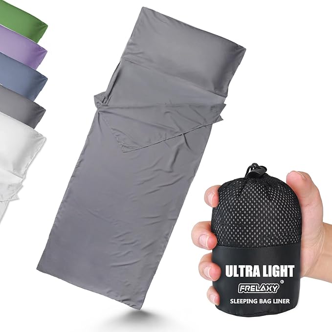 Frelaxy Ultralight Sleeping Bag Liner - Lighter & Compact, 3 Sizes Travel Sheets & Adult Sleep Sack, Comfy Breathable & Cooling & Silky Soft, Quick-Drying, for Backpacking, Hotel, Camping, Hostels