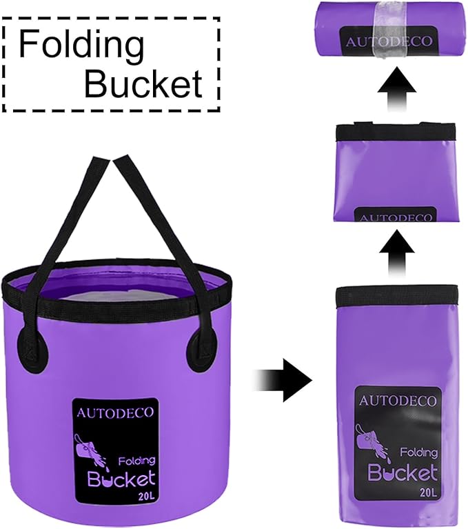 AUTODECO Collapsible Bucket 5 Gallon Container Folding Water Bucket Portable Wash Basin 20L