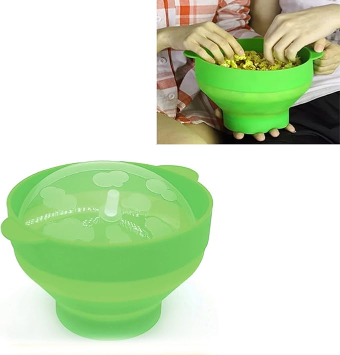 Collapsible Silicone Microwave Hot Air Popcorn Popper Bowl With Lid Microwave Silicone Popcorn Popper Collapsible Silicone Popcorn Maker Bowl