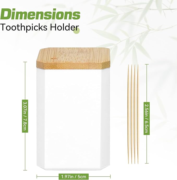 HOPELF Toothpick Holders 1 Pack with 1200 Picks,Round Toothpicks Double-Side Point for Teeth,Food Pick,Appetizers,Cocktails Fruits,Olive&DIY Craft.