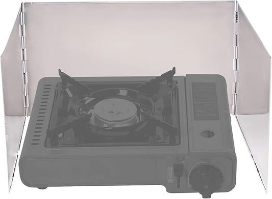 REDCAMP Folding Stainless Steel Stove Windscreen, Camping Stove Windshield Butane Burner Windshield for Hiking, Outdoor, Backpacking