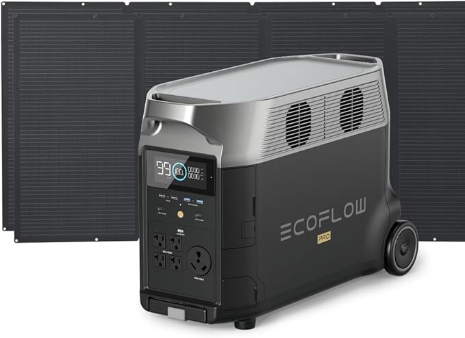 EF ECOFLOW Solar Generator 3.6KWh DELTA Pro with 2X400W Portable Solar Panel, 23% High Efficiency, 5 AC Outlets, 120V/3600W, for Home Backup Outdoors Camping RV Emergency