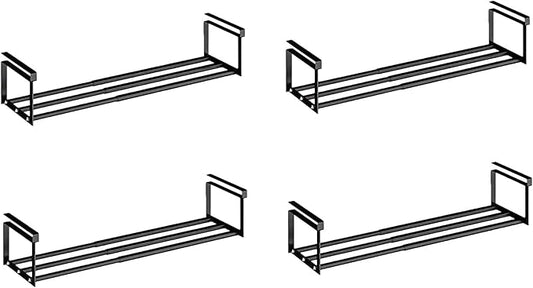Expandable Shoe Rack Organizer - Adjustable Shoe Rack & Under Cabinet Shelf - for Shoe or Clothing Storage and Organization, Under Shelf Storage (Black,4 Pcs)