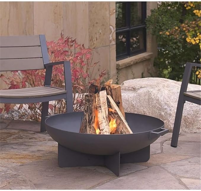 Bowery Hill Mid-Century Outdoor Steel Fire Bowl in Gray