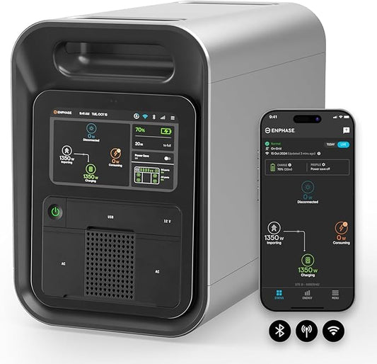 Enphase IQ PowerPack 1500 – Advanced Portable Power Station, 1500 W LFP, Microinverter Technology Produced in The USA, 4G Cellular, Wi-Fi, UL Certified 1500 Wh Solar Generator for Home Backup