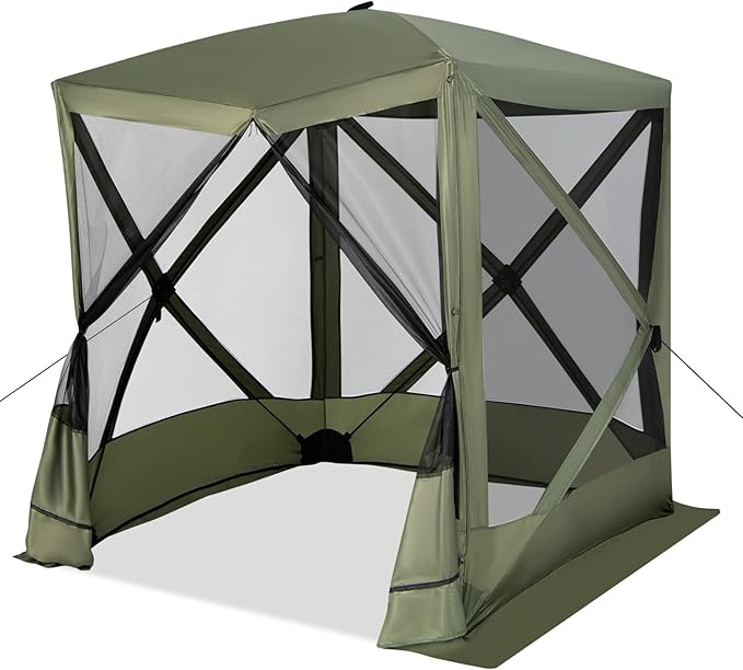 Tangkula 6.7x6.7 Ft Pop Up Gazebo with Netting, Portable Screen Tent with 4 Sided Mesh Walls, 2 Sunshade Cloths, UV 50+ Instant Canopy Shelter with Carry Bag for Camping, Lawn, Backyard