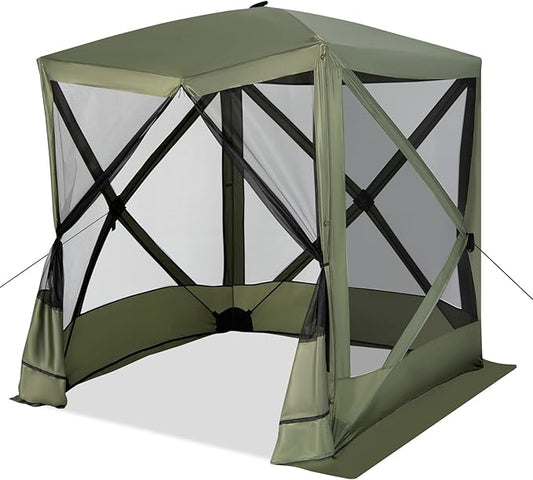 Tangkula 6.7x6.7 Ft Pop Up Gazebo with Netting, Portable Screen Tent with 4 Sided Mesh Walls, 2 Sunshade Cloths, UV 50+ Instant Canopy Shelter with Carry Bag for Camping, Lawn, Backyard