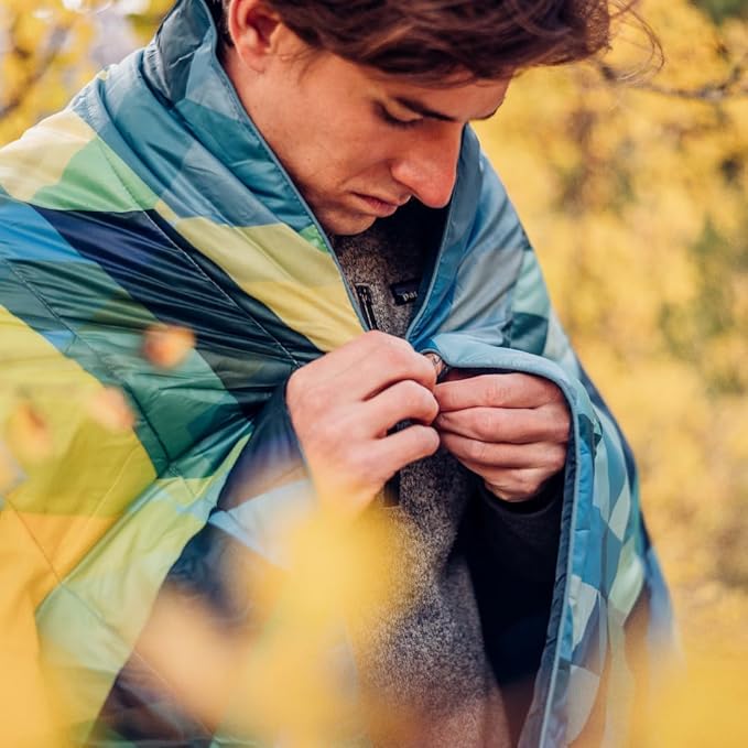 Rumpl Original Puffy Blanket - Warm, Water-Resistant Camping Blanket with 100% Recycled Synthetic Insulation, 52"x75", Original Puffy V1, Pyro Fade