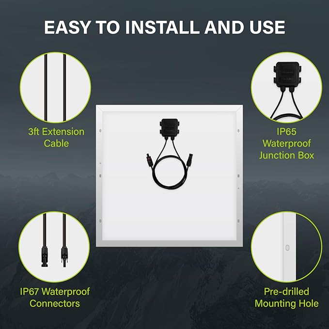 Newpowa 10BB 60 Watt 24 Volt Solar Panel High-Efficiency Monocrystalline PV Module Designed for 24V Off Grid System, Charge Your Battery of RV, Boat, Camper, Trailer, Gate Opener