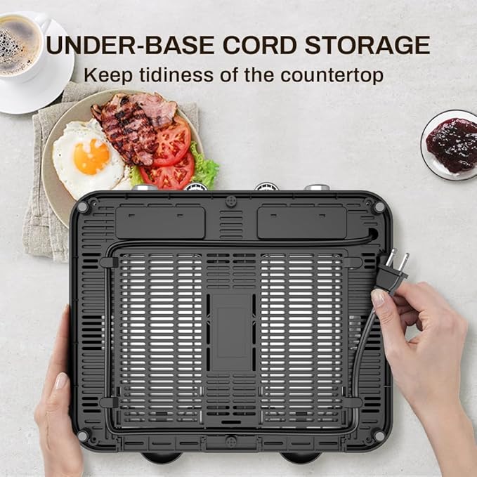 Black Toaster 4 Slice, Dual Independent Controls, Extra Wide Slot Toasters for Bagel, Bread, Waffles, 7 Shade Settings, 4 Main Functions, Removable Crumb Tray, 1500 Watts, Black Stainless Steel