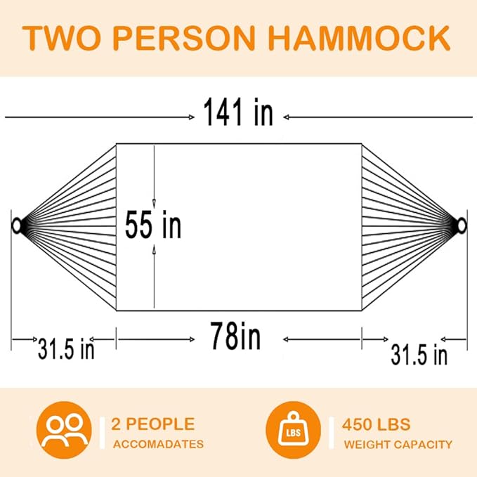 Lazy Daze Hammocks 12 FT Quilted Fabric Double Hammock with Spreader Bars and Detachable Pillow, 450 LBS Weight Capacity, Beaches Stripe