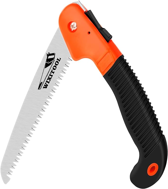 Folding Pruning Saw, Hand Held Design Jab Saw for Trimming Gardening Camping Hiking PVC Bone Cutting Wood, Portable Survival Foldable Saw with Rugged Blade(7") Ergonomic Non-Slip Handle Security Lock