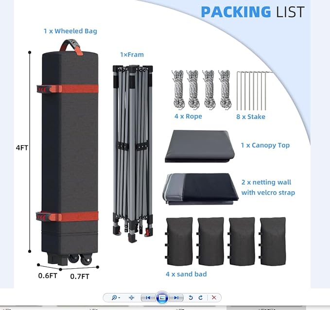 10x10 Pop Up Canopy Tent with Mosquito Netting, Outdoor Portable Screen Tent for Yard, Party, Camping and Picnic, 3 Height Positions, Patio Gazebo with Roller Bag and 4 Sandbags