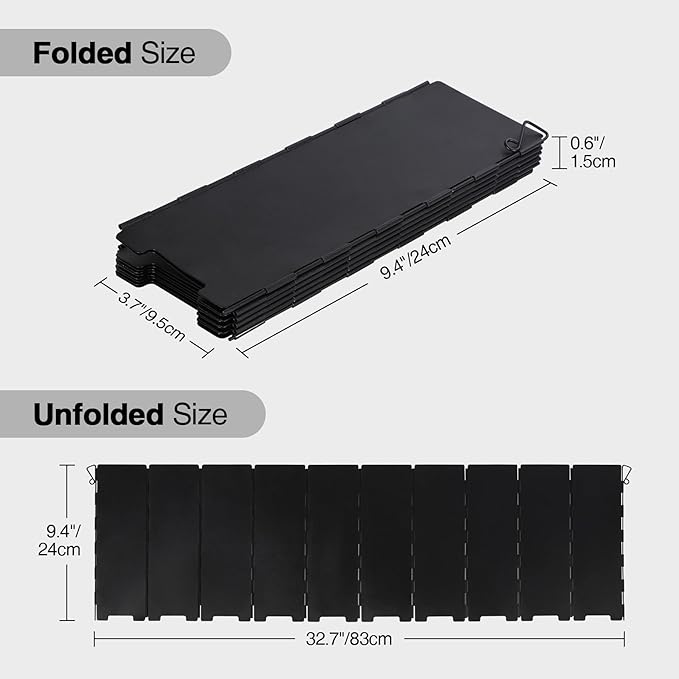 REDCAMP 9.5" High Folding Outdoor Stove Windscreen, 10 Plates Aluminum Camping Stove Windshield with Carrying bag, Lightweight Butane Burner Windshield, Black