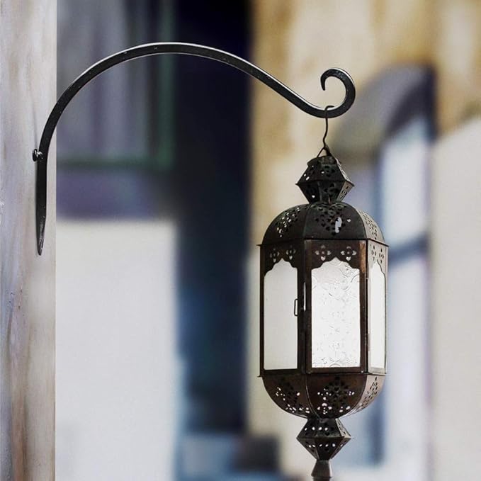 AJART Hanging Plant Hanger Outdoor: 12-Inch Metal Bird Feeder Wall Hooks - 4 Pieces Black Plant Bracket Hook for Hanging Flower Baskets