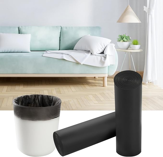 3 Gallon Small Trash Bags 100 Count Biodegradable Mini Garbage Bags Leakproof & Tear Resistant Trash Can Bin Liners Fit Bathroom, Office, Car, Diaper Pail Unscented Black