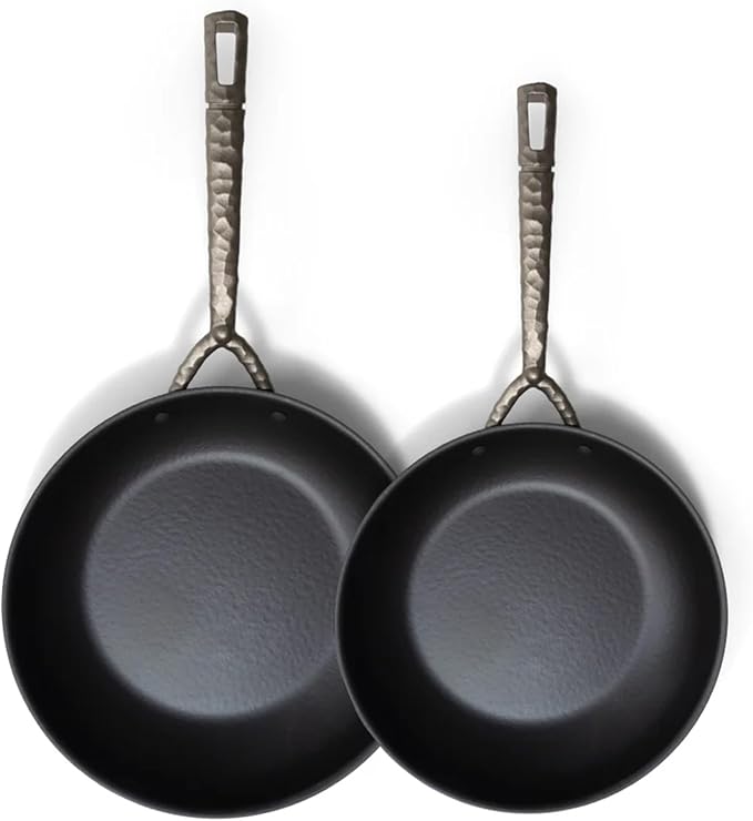 Alva Artist Carbon Steel Frying Pan Cookware Set – Pro-Grade Searing, Pre-Seasoned & Naturally Non-Stick, PFAS-Free – Heats 3× Faster Than Cast Iron – Oven, Grill & Induction Safe, Lightweight Design