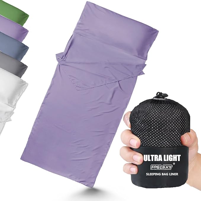 Frelaxy Ultralight Sleeping Bag Liner - Lighter & Compact, 3 Sizes Travel Sheets & Adult Sleep Sack, Comfy Breathable & Cooling & Silky Soft, Quick-Drying, for Backpacking, Hotel, Camping, Hostels