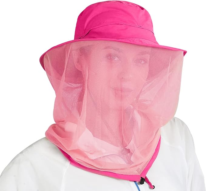 Fishing Hat Sun Protection Hat Mosquito Head Net for Outdoors Bucket Hat with Hidden Net Mesh