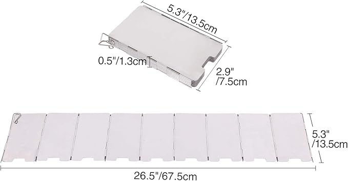 REDCAMP Folding Outdoor Stove Windscreen, 9 Plates Aluminum Camping Stove Windshield with Carrying bag, Lightweight Butane Burner Windshield