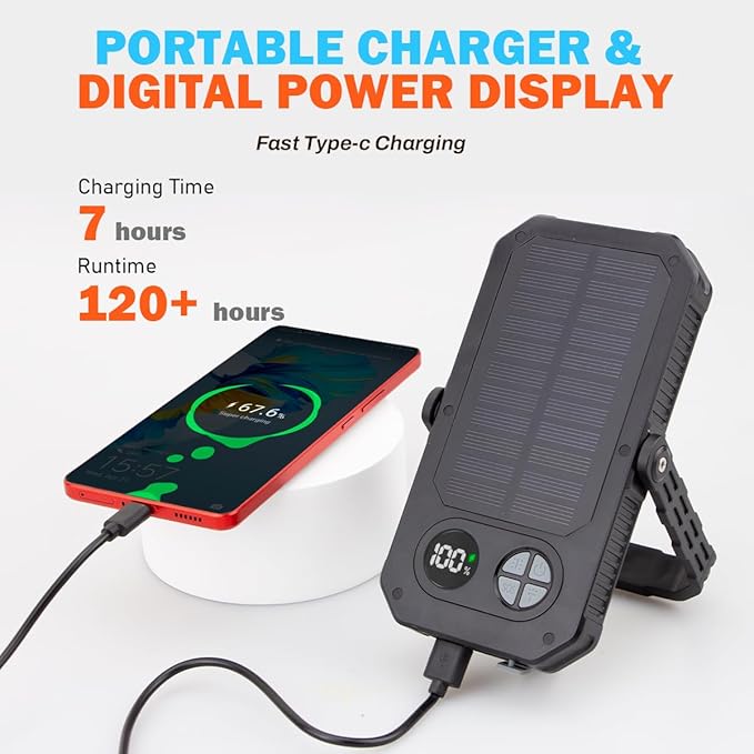 LED Camping Lantern Rechargeable, 10000mAh Portable Camping Lights up to 120+ Hours, 12 Light Modes, Dimmable, LCD Digital Display, Waterproof, Camping Essentials for Power Outages, 4 Packs