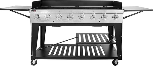 Royal Gourmet 8-Burner Gas Grill, 104,000 BTU Liquid Propane Grill, Independently Controlled Dual Systems, Outdoor Party or Backyard BBQ, Black