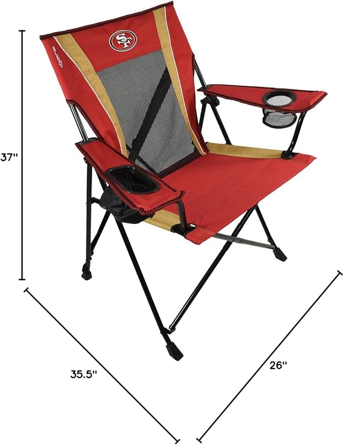 Kijaro Dual Lock Pro Sports Fan Folding Chair, 26" L x 35.5" W x 37" H, San Francisco 49ers