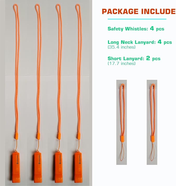 Emergency Safety Whistle with Lanyard, Loud Pea-Less Whistles for Boating Kayaking Life Vest Survival Rescue Signaling.