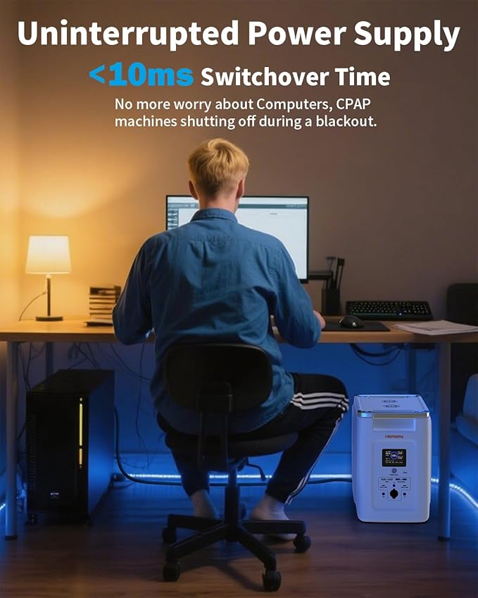 Portable Power Station 2000W with Expansion Battery,10ms UPS APP WIFI Remote Control Solar Generator 120V AC Power Lifting 3600W, Full Charge in 82 Min, 4096Wh LiFePO4 Battery for Outdoor,Home Backup