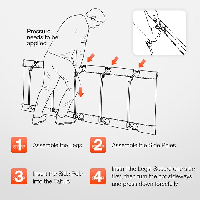 FAHKNS Lightweight Camping Cot, Ultralight Folding Bed for Camping, Hiking, Travel, Portable Compact for Outdoor Travel， Black